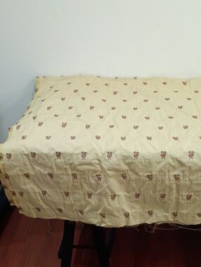 Golden Yellow Upholstery Fabric With Red Roosters, 4 Yards